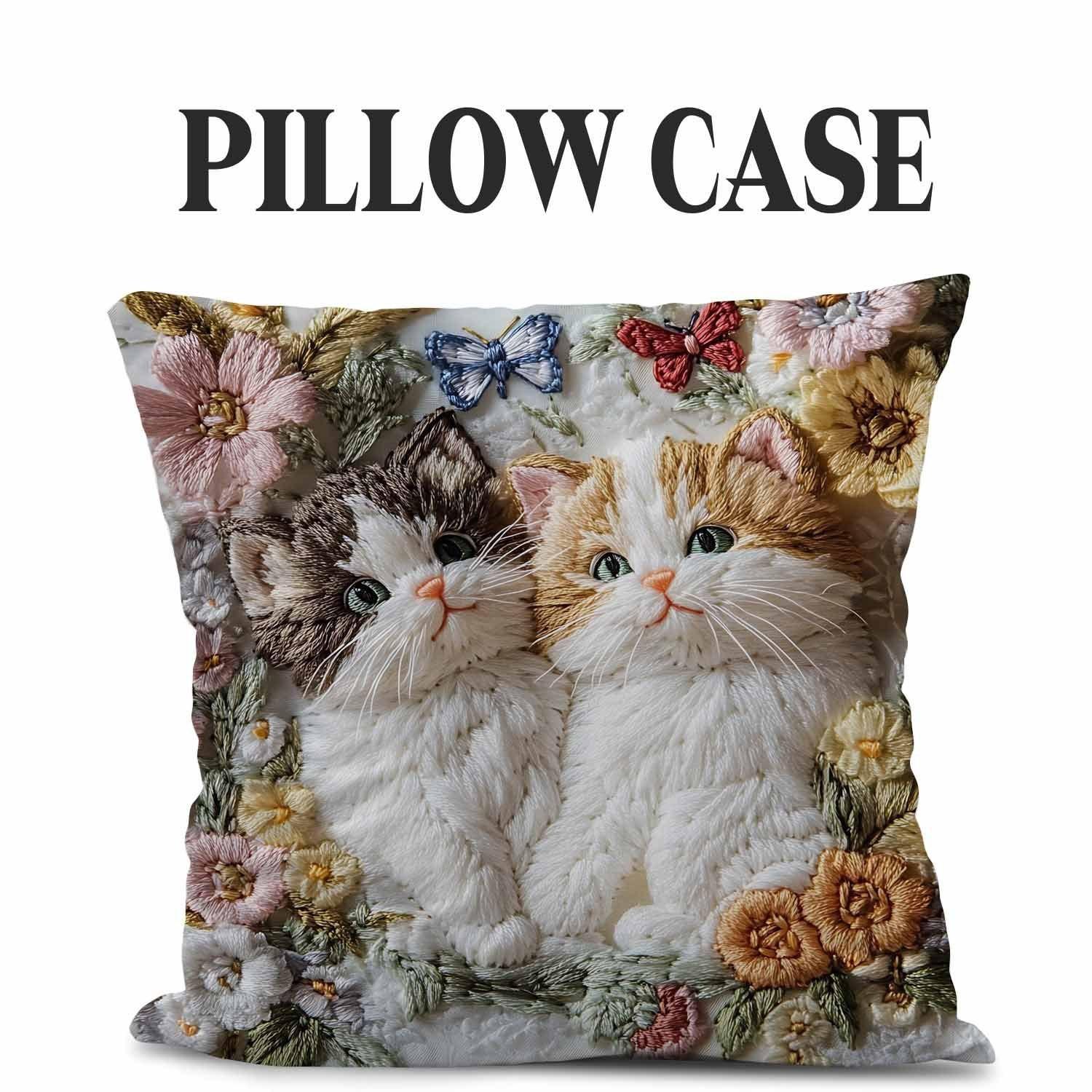 Милые Чехлы на Подушки из Серии Домашние Животные Домашние Чехлы на Подушки Плюшевые с Имитацией Вышивки для Дивана 4545cm-1pcs 699₽
