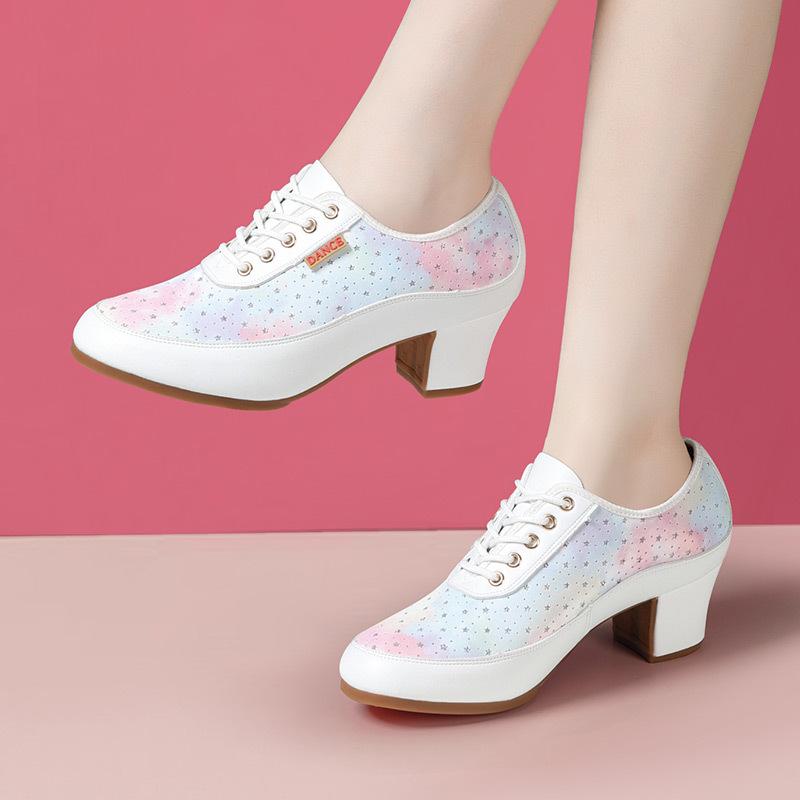 

3,5 см 5,5 см Дышащие на шнуровке Туфли из мягкой кожи Женские туфли-лодочки на платформе 2025 Весна Туфли на среднем блочном каблуке для танцев Мама на прогулке 41