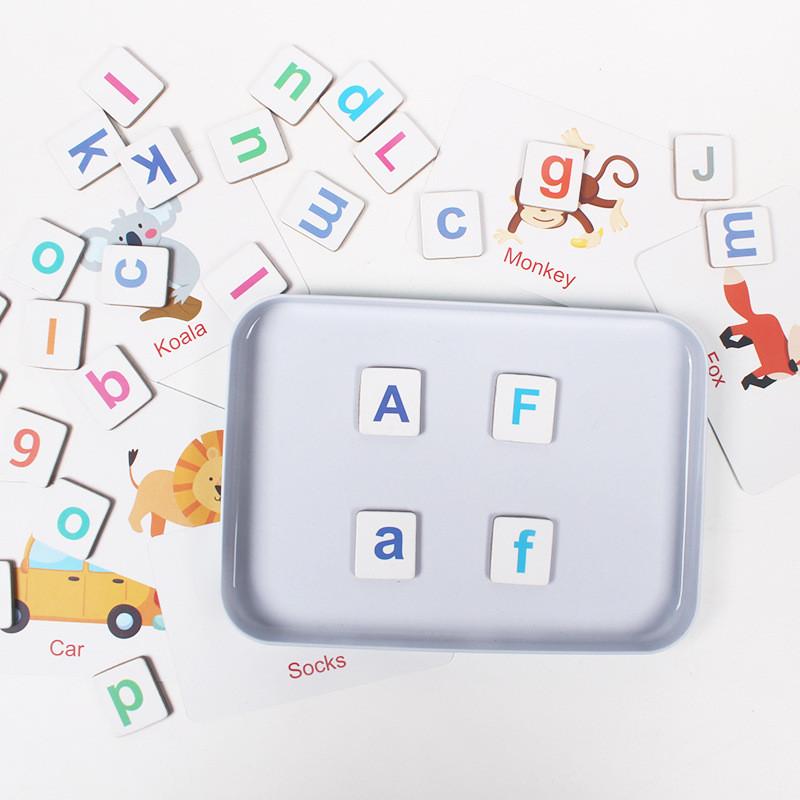 Letter Wooden Magnetic Match Game Children Educational Playset Gifts Festival