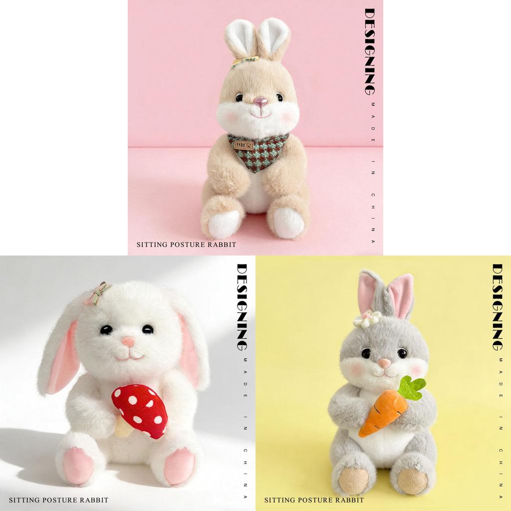 Plush Bunny Toy With Scarf And Carrot Design For Kids Gift Collection