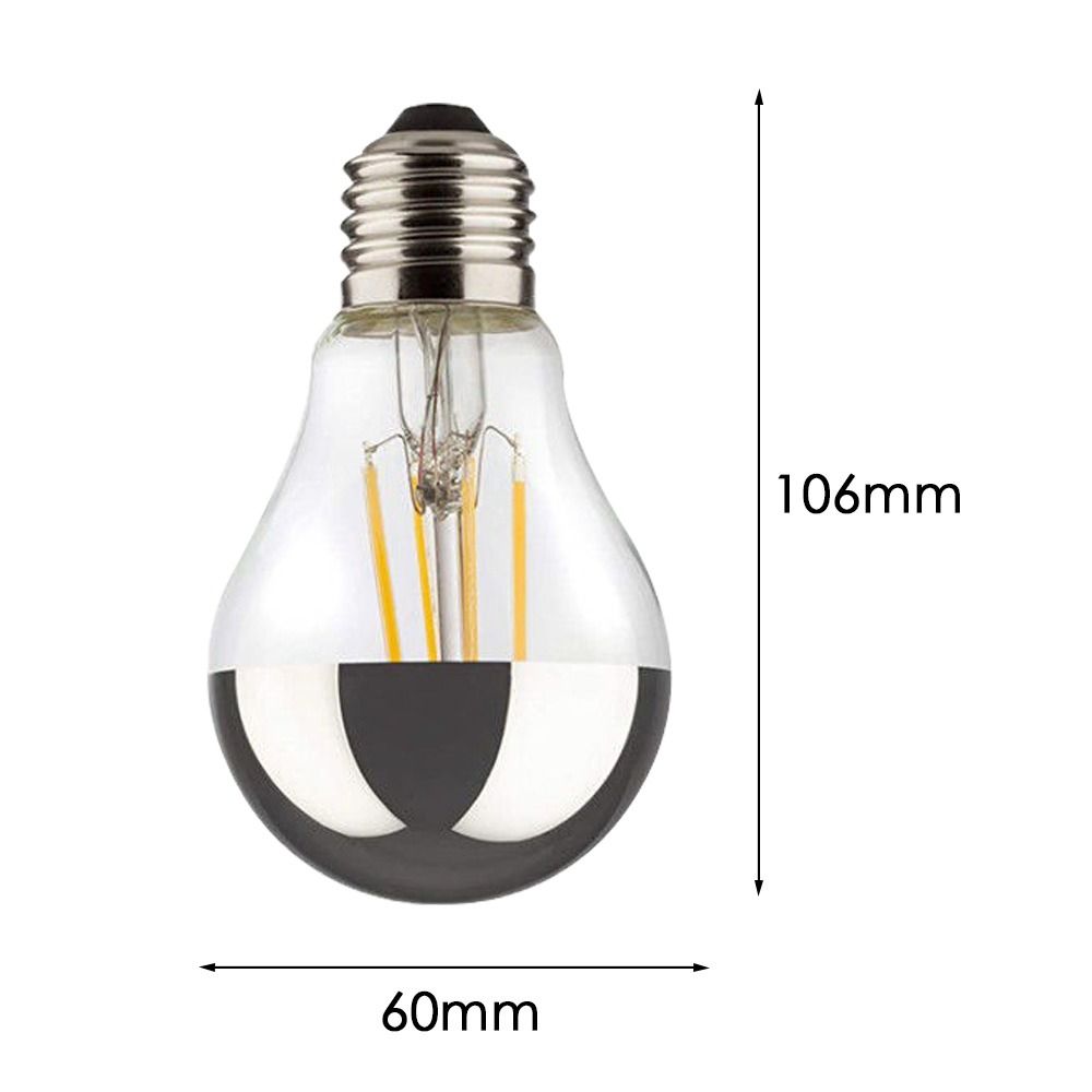 Bulbs New E27 Silver Light Ncandescent Mirror Reflection A60 Semi-plated Bulb LED Filament Bulb