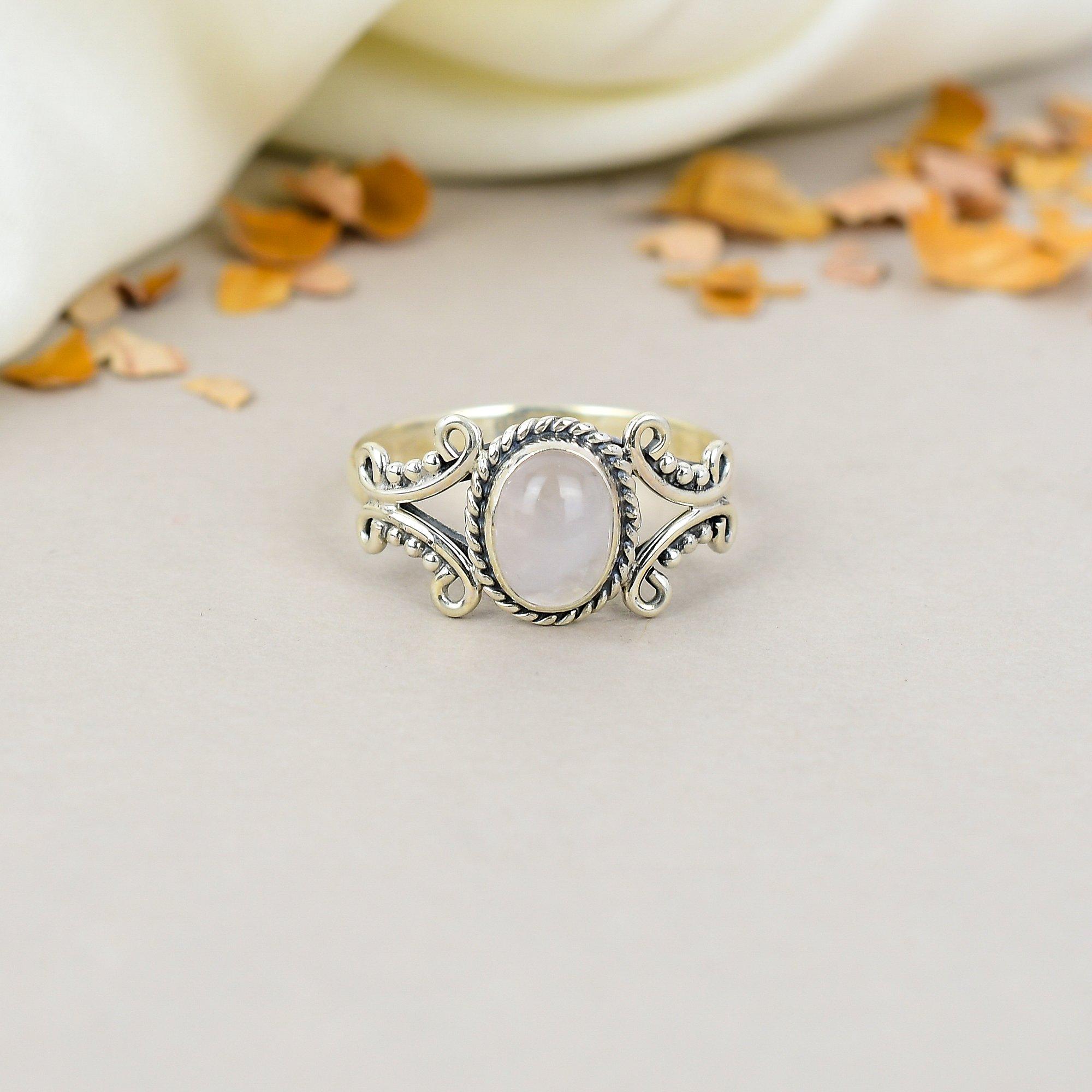 

Rose Quartz 925 Sterling Silver Pink Gemstone Handmade Jewelry Ring For Women 10