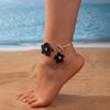 Elegant and Simple Colored Multi Petal Flower Alloy Ankle Chain, Flat Snake Bone Chain, Adjustable OT Buckle Ankle Chain