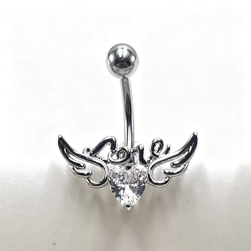 Minimalist Angel Wings Navel Piercing Ring Sexy Hypoallergenic Stainless Steel Belly Button Body Jewelry for Women