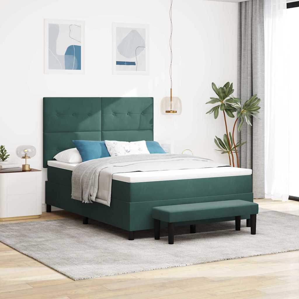 Box Spring Bed with Headboard Dark Green 200 x 160 cm Velvet