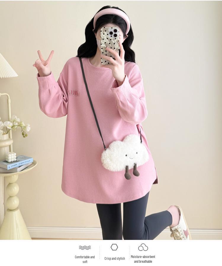 Herbst Umstandsmode 2026: Lockerer Mid-Length Plus Size Hoodie für trendige Mamas