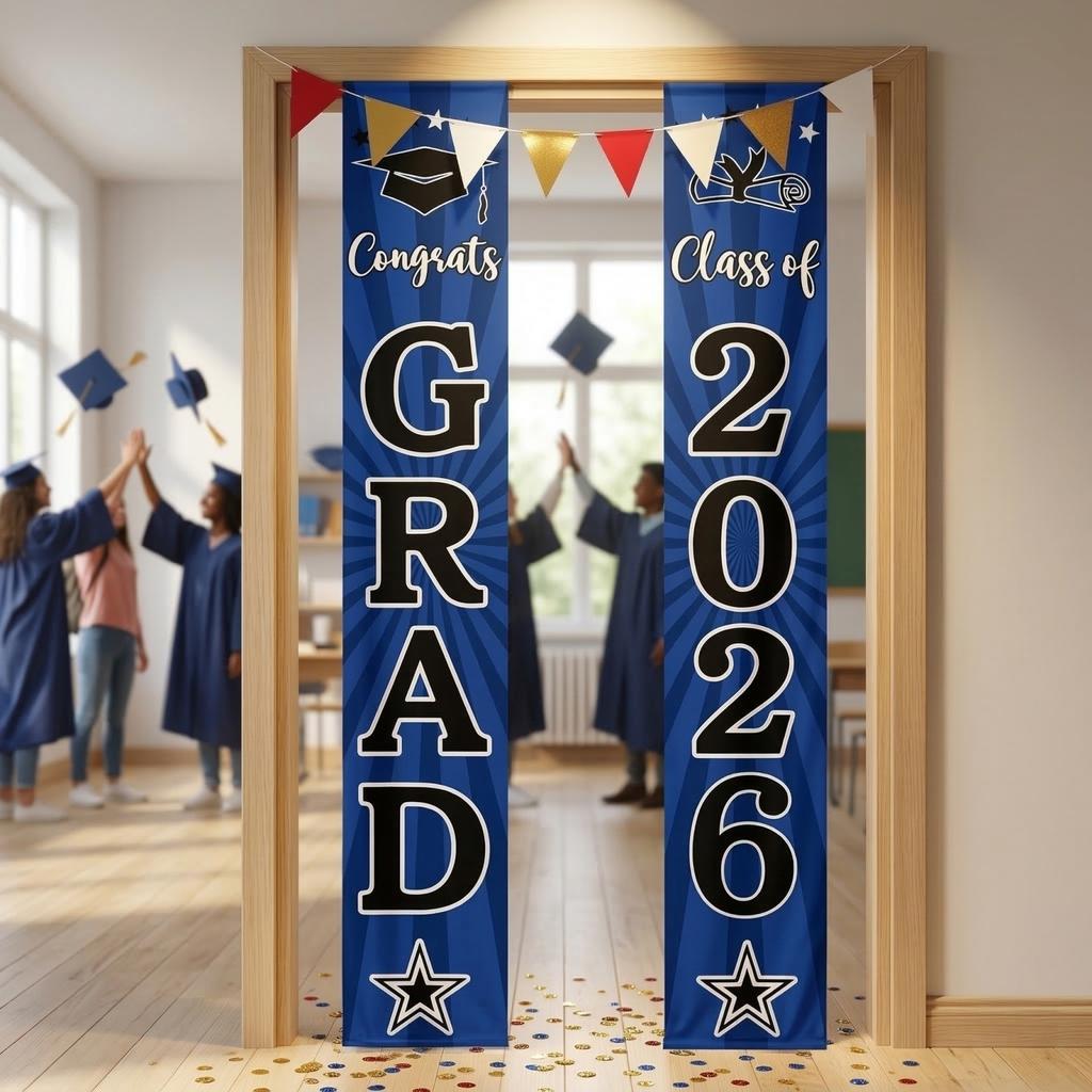 Graduation  Theme: Flag-wearing Graduates' Hats  Graduation Party Decorative Banners And Couplets