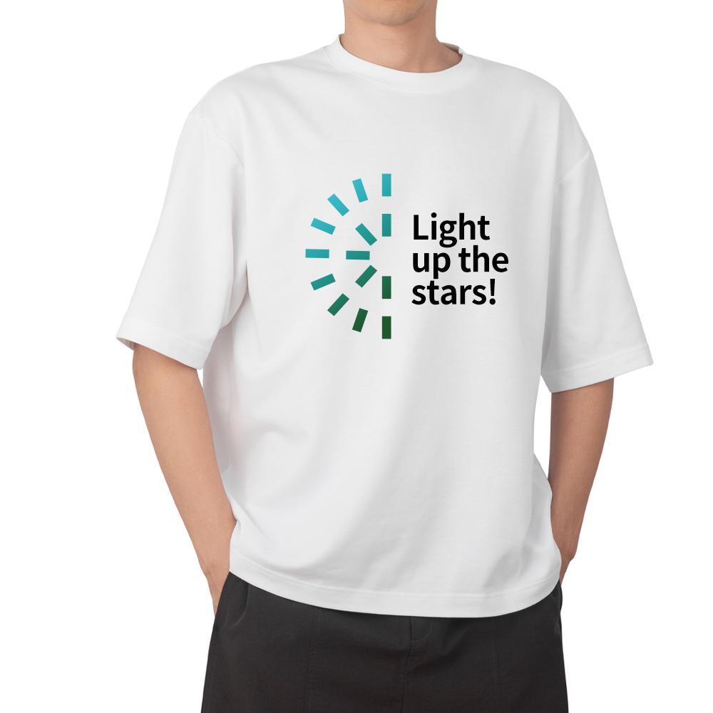 

Light Up The Stars Men and Women Same Style High Street Style Loose Tshirt Cotton Letter Print S