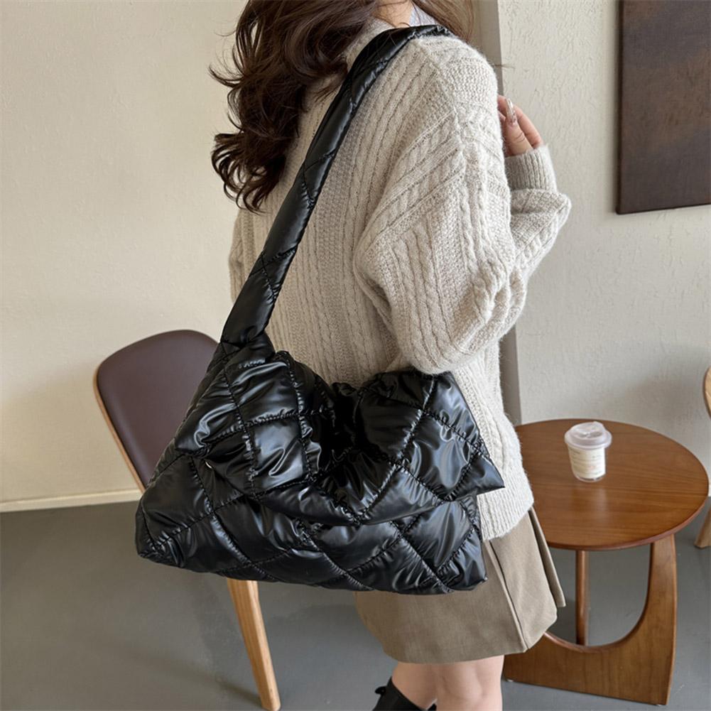 Women Puffy Tote Handbag Large Capacity Quilted Shoulder Bag Space Padded Commute Crossbody Bags Travel Puffer Top-Handle Bags