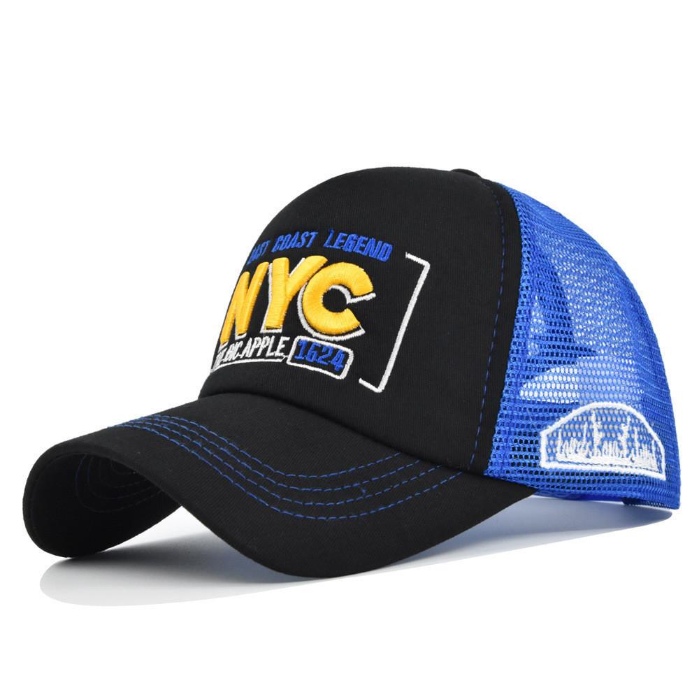 Nyc Embroidered Baseball Cap Adjustable Summer Cotton Hat With Mesh Brim