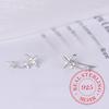 925 Sterling Silver Airplane Star Stud Earrings for Women 2025 Fashion Charm Wedding Engagement Party Jewelry