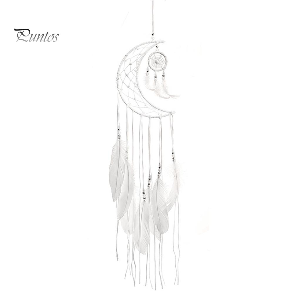 Puntos Home Schlafsaal Anhänger Wand Ornament Dekor Mond Feder Traumfänger hängen