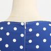 Retro Women's V Neck Short Sleeve Polka Dot Print Lace Up Waist Dress