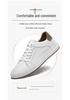 Men's British Style Casual Leather White Sneakers - Spring Breathable Trendy Versatile Board Shoes