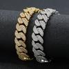 Hip Hop 14mm Flip Button Full Diamond Zircon Cuban Necklace Jewelry Men's Bracelet Premium Accessories
