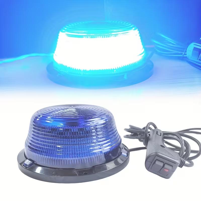 LED Strobe Beacon Light 90LED Round Rotating Amber Flashing Warning Safety Light 12V-24V Magnetic Base for Car,Trucks, Forklifts