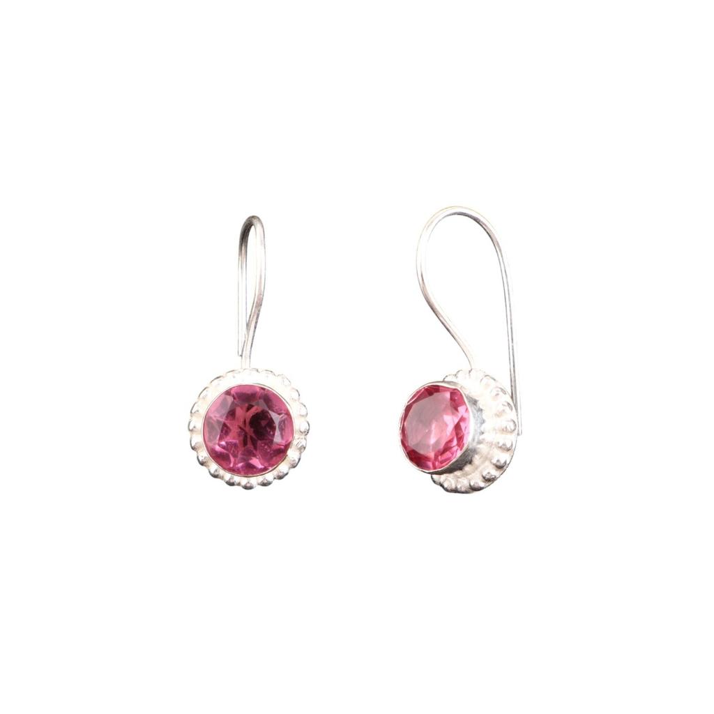 Pink Tourmaline Gemstone 925 Sterling Silver Jewelry Handcrafted Earrings 0.93" EE-177-15