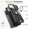 KEYSION Shockproof Case for iPhone 15 Pro Max Slide Camera Protection Ring Stand Phone Cover for for iPhone 14 13 12 Pro Max 11