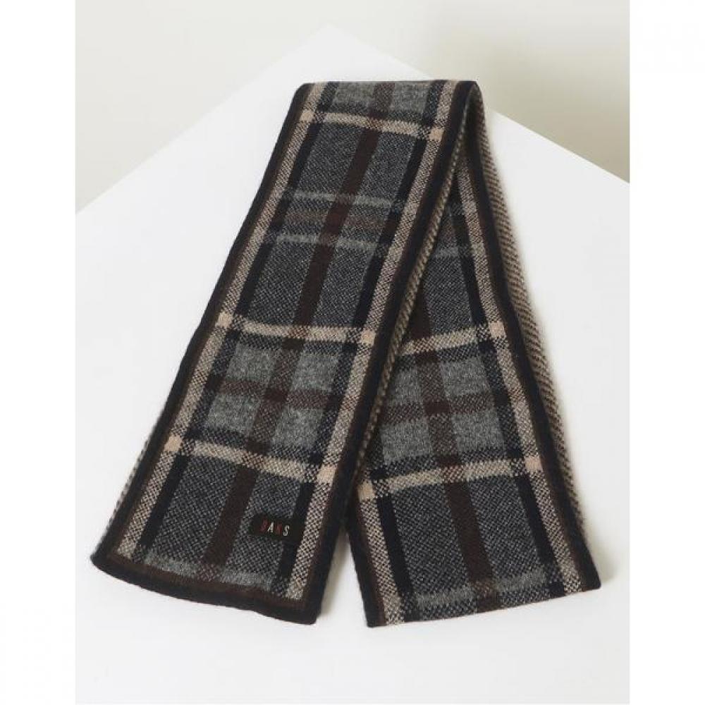 Daks Unisex Cashmere 100  Navy Check Short Muffler Dbmu3fe30n2