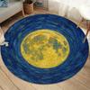 Luminous Full Moon Starry Sky Round Rug Artistic Oil Painting Anti-slip Soft Carpet for Cozy Bedroom Home Office Decor