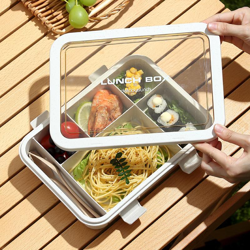 Wheat Straw Lunch Box With Five Compartments For Office And School Use