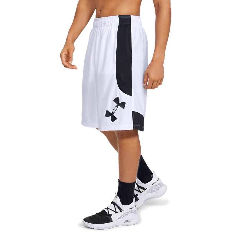 Under Armour Big Logo Printed Color Block Basketball Casual Sports Shorts Men shorts White 1351284-100