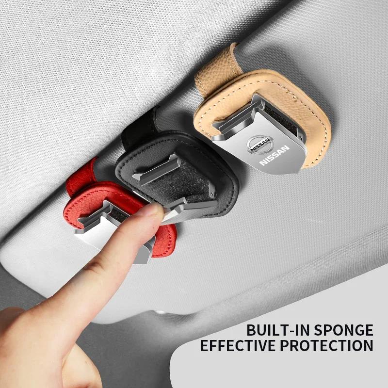 Car Interior Sun Visor Sunglasses Clip Eyeglasses Holder For Nissan X-trail Qashqai Note Juke Sentra Patrol Almera Navara Leaf