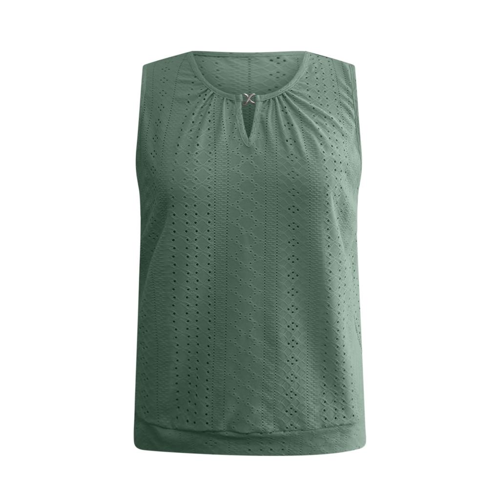 Damenmode Rundhals Ärmelloses Tanktop Farbe Lässiges Oberteil