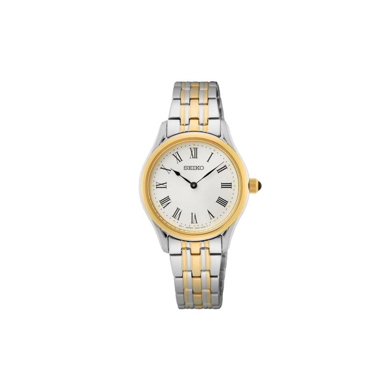 SEIKO 50m Waterproof Elegant Quartz Steel Strap Women s Watch White Dial SWR070P1 синий