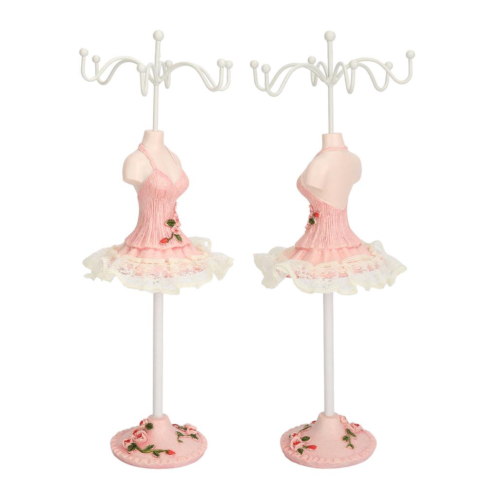 Earrings Necklace Princess Dress Stand Display Resin Human Model Jewelry Organizer Pink