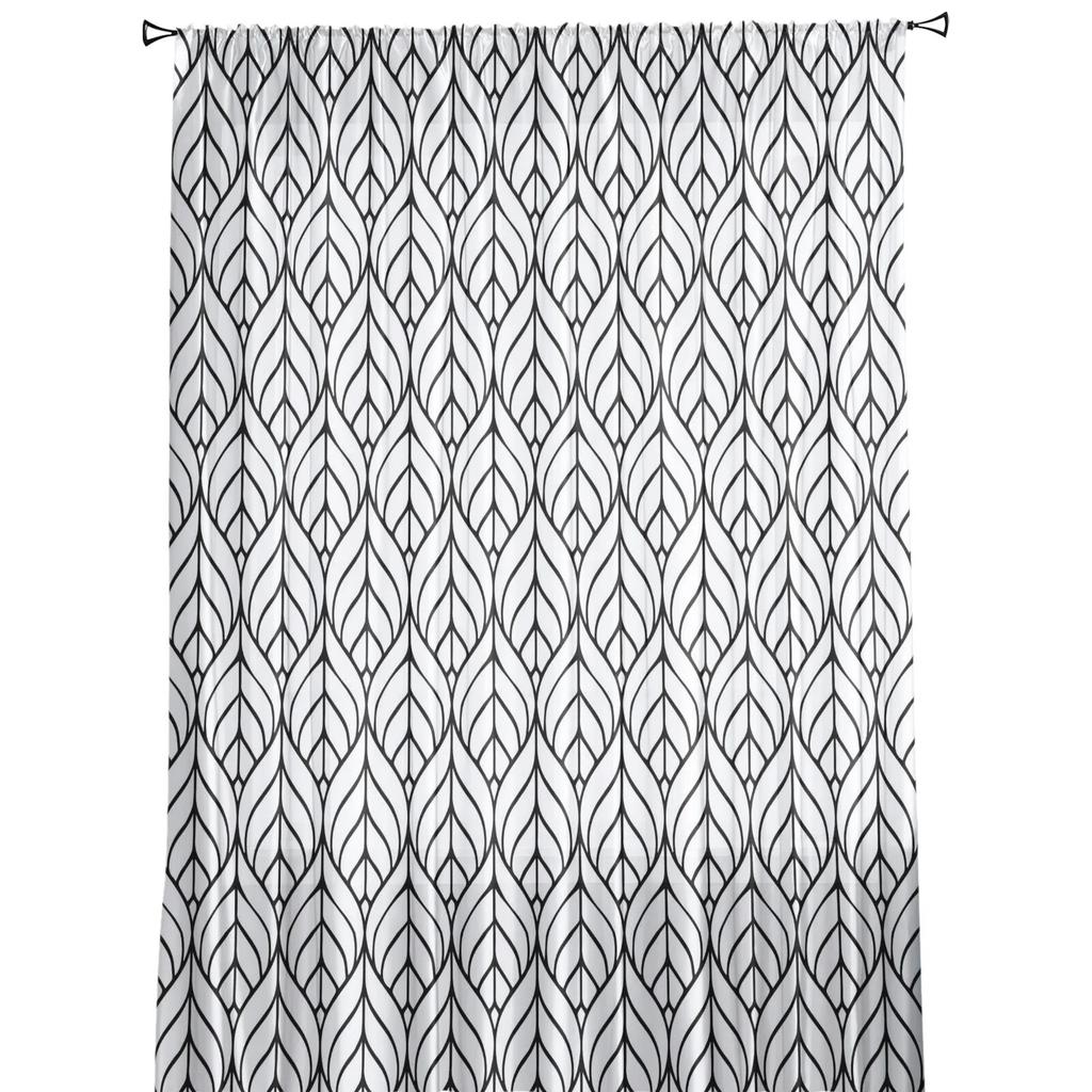 Flismønster Blader arrangert Chiffon Tyll Gardiner for Stue Kjøkken Soverom Ren Voile Garn Vindusbehandling