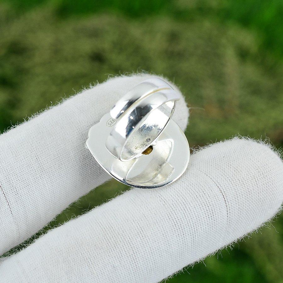 Natural Tiger Eye Gemstone 925 Silver Statement Adjustable Ring For Girls