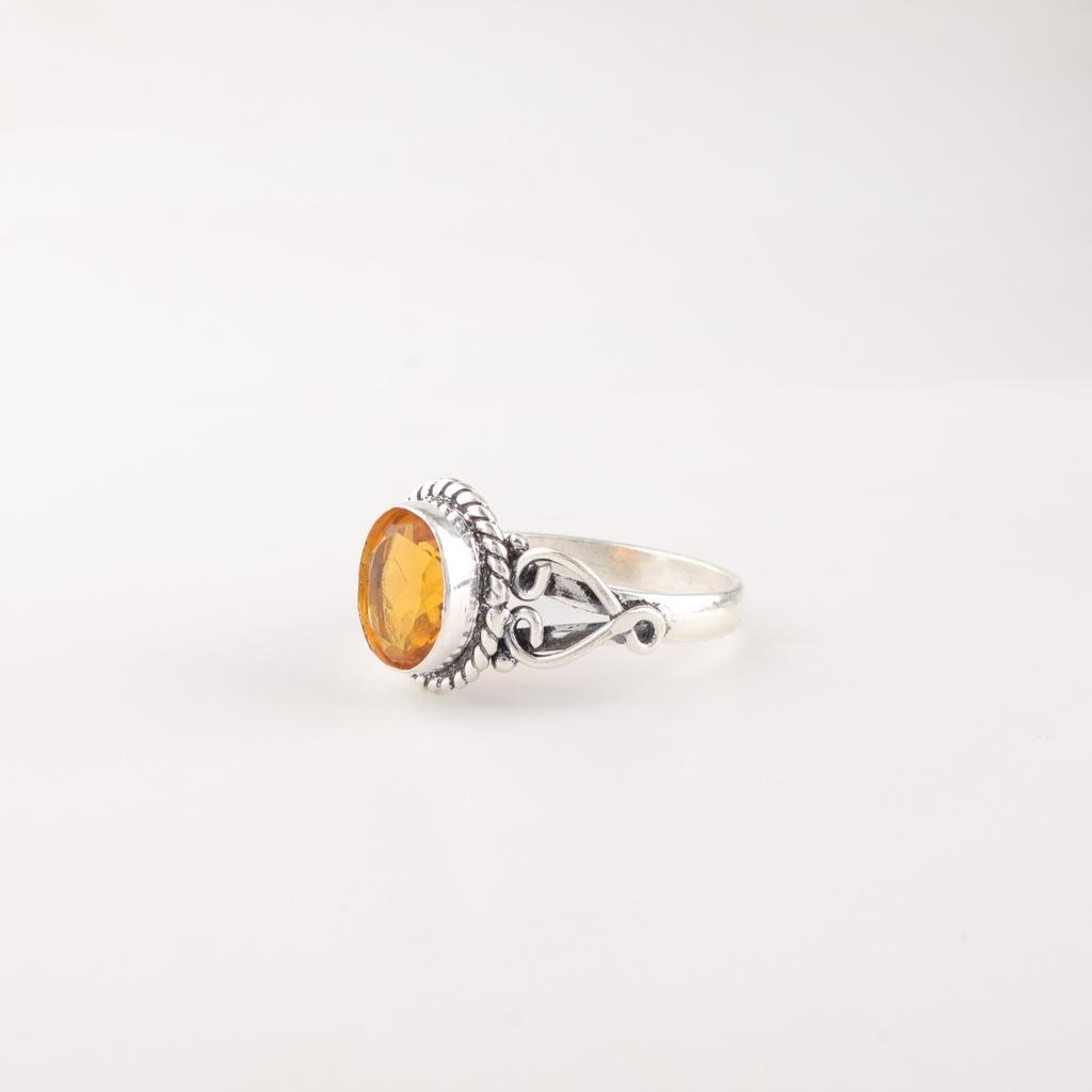Citrine Gemstone 925 Sterling Silver Jewelry Handcrafted Faceted Gemstone Ring RR-8-6
