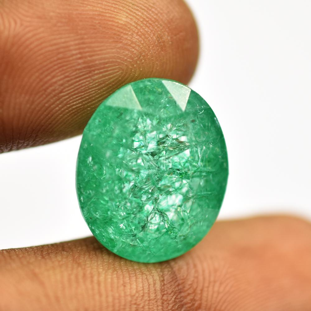 Colombian CERTIFIED 22.15 Ct Oval Cut Natural Green Emerald Loose Gemstone