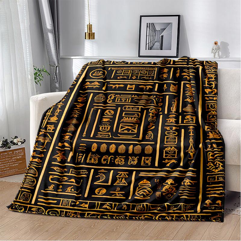 3D Ancient Egyptian Mythological Ideographic Sign Symbols Blanket,Soft Throw Blanket for Home Bedroom Bed Sofa Cover Blanket Kid
