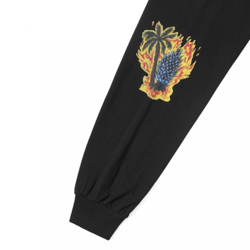 DIT IS Nooit Die Brandende Palmboom L S T-shirt Off bLack