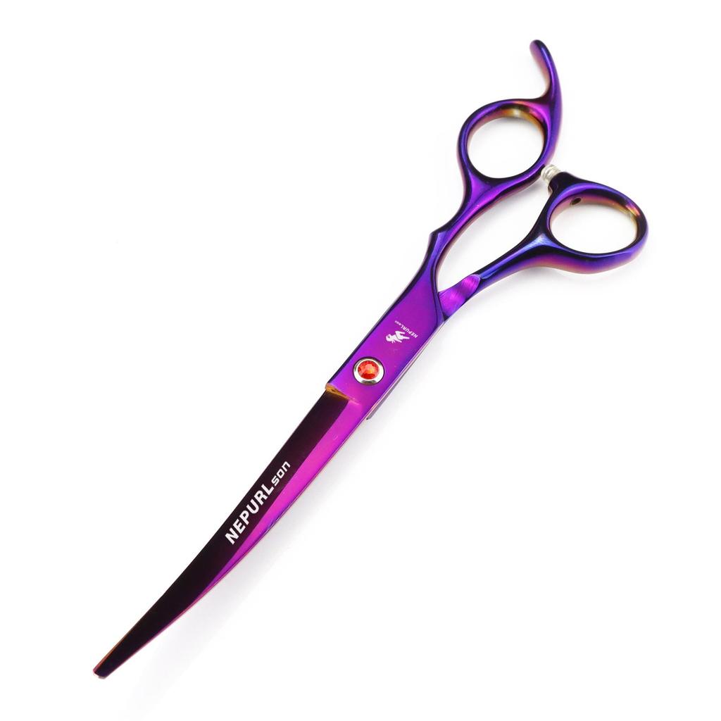 7.0-Inch Plated Color 5-Piece Pet Grooming Scissors Set: Straight, Curved Shears, Fishbone, Fine Teeth Shears, and Grooming Comb