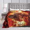 Scorpion Get Over Here Knitted Blankets Flannel Mortal Kombat Retro Fighting Arcade Game Throw Blankets for Bed Bedroom Quilt