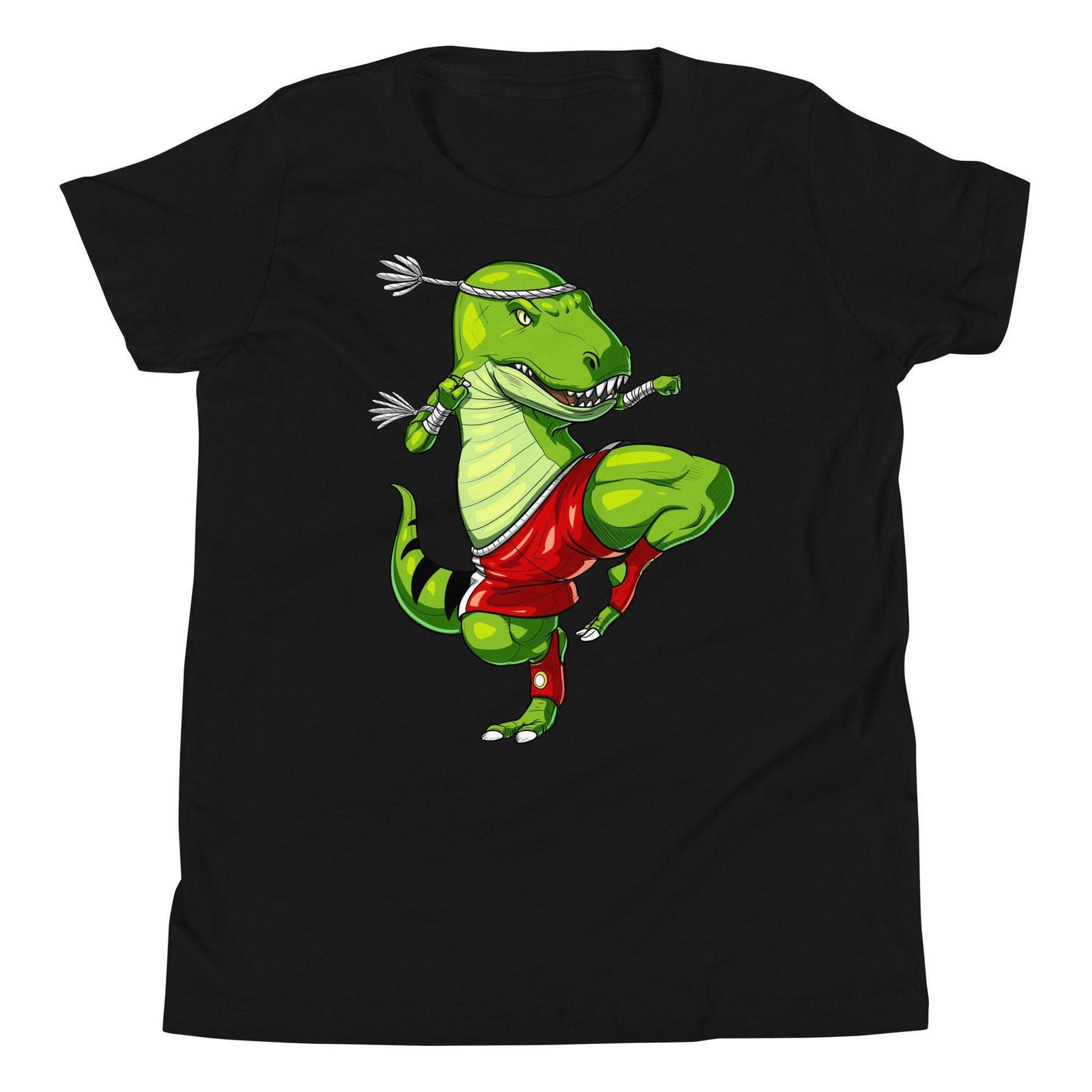 T-Rex Dinosaur Muay Thai Fighter Kids Shirt, Kung Fu Martial Arts Boys Shirt, Kickboxing Karate Thai Boxing Clothing, Thai Boxer Clothes 100