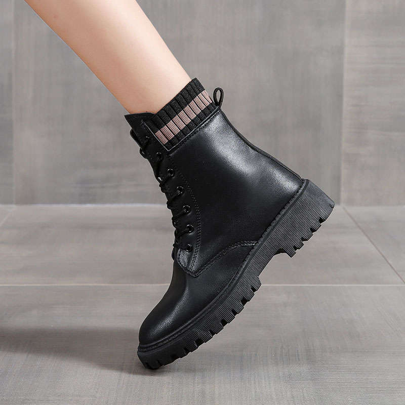 Snow Boots Women's New Fashion Cotton Shoes British Style Martin Short Boots Autumn and Winter Thickened Velvet Women's Shoes