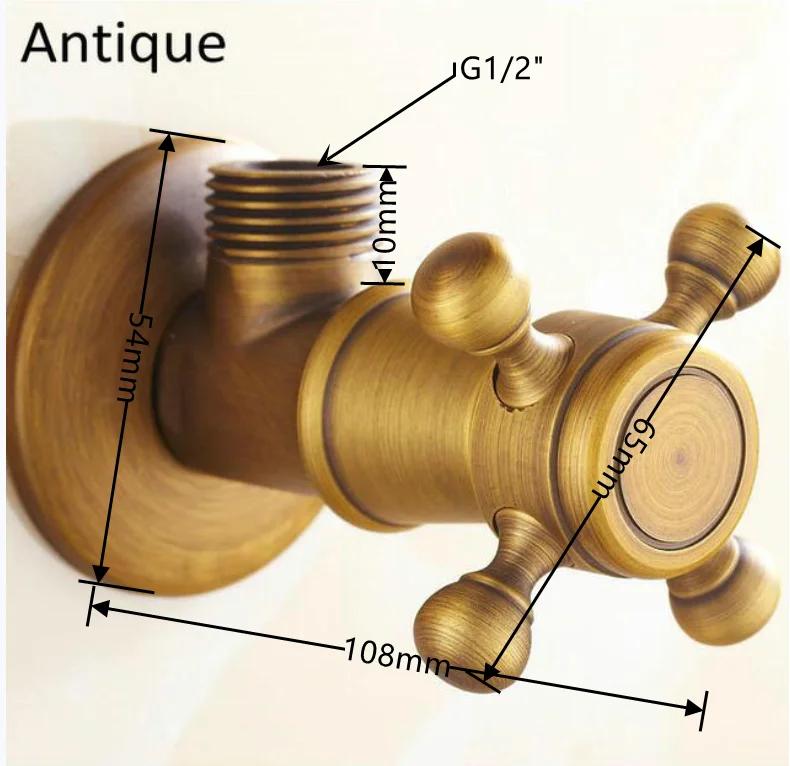golden New 1/2"malex 1/2" male Brass Bathroom Angle Stop Valve Antique finish Filling valves bathroom part 5 color