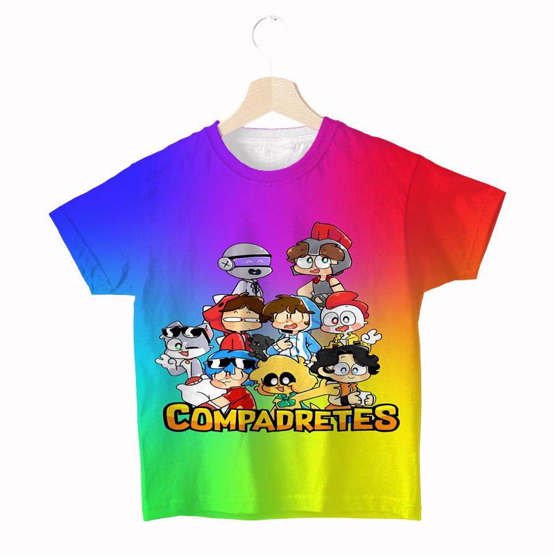 

Дитяча футболка Mikecrack Compadretes Літня Мультяшна Модна З коротким рукавом Футболка для хлопчиків Популярний Дитячий одяг Футболки 150 слонова кістка