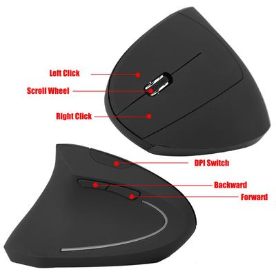 2.4GHz Optical 1600DPI Wireless Ergonomic Vertical Gaming Mouse NOn Delay for Pc  Laptop Black