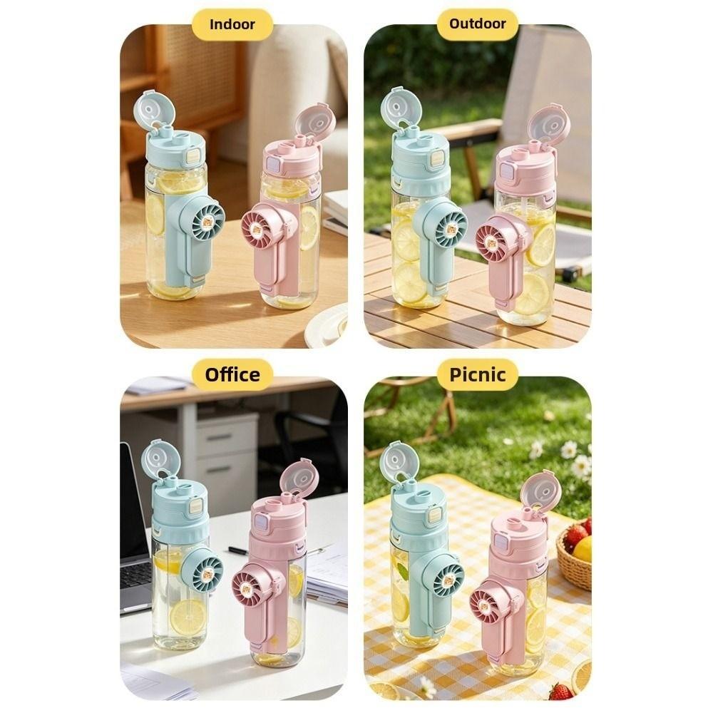 610 ML Hydration Spray Fan Cup Detachable Fan Sports Drinking Bottle Students