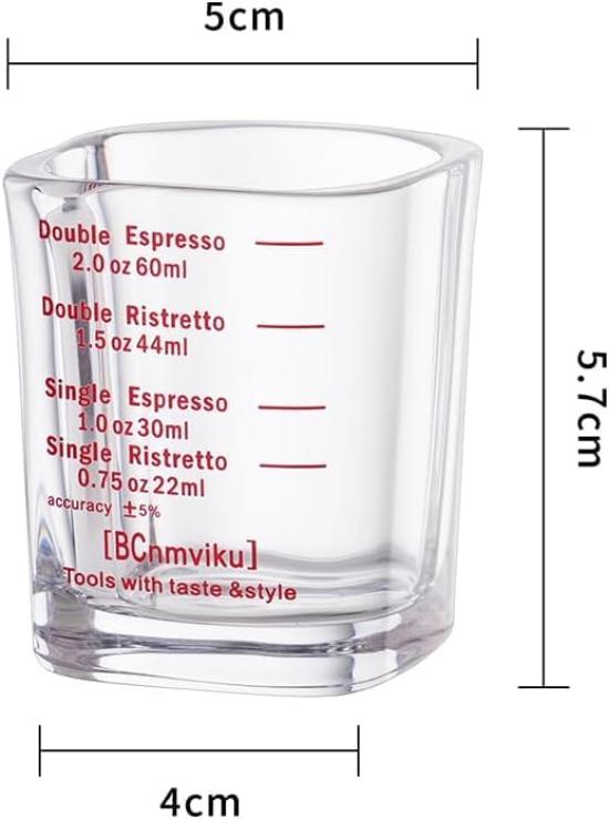 [morning place] Espresso Glass Measuring Cup with Measurement Markings, Reinforced Thickness, Heat Resistant, 60ml2oz, Wine Glass, for Espresso
