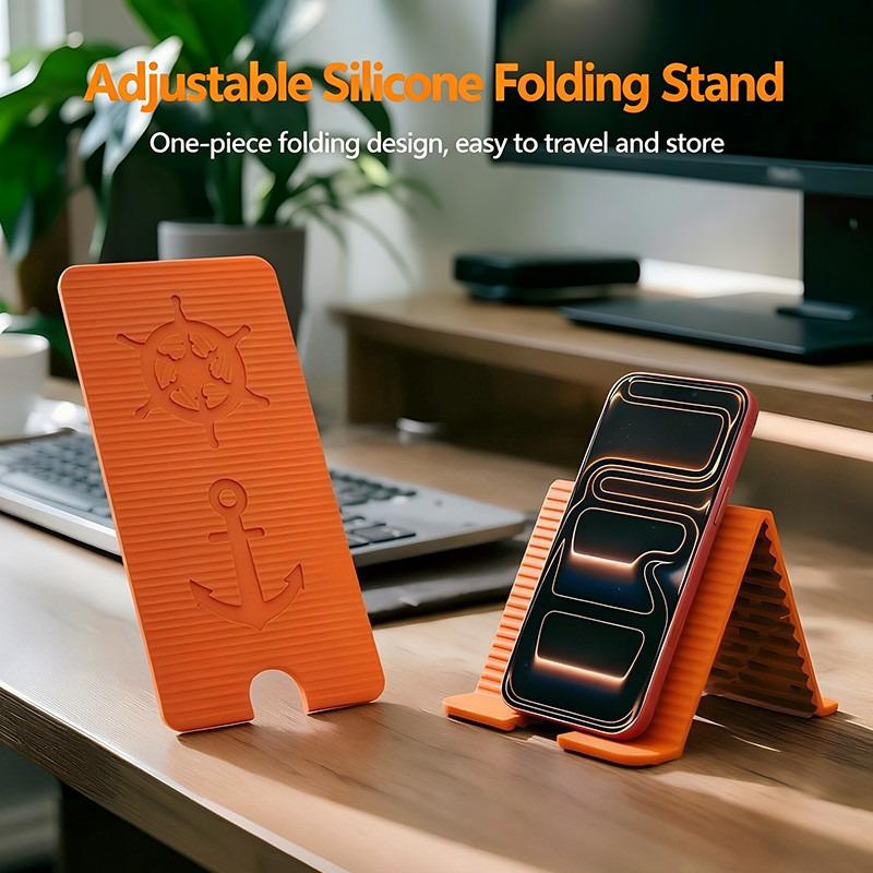 Portable Cell Phone Stand Foldable Adjustable Height Reserved Charging Hole for Home Office Desk Watching Drama Online Meeting