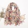 Color Printed Tassel Scarf Bohemian Stitching Shawl Seaside Travel Vacation Sunscreen