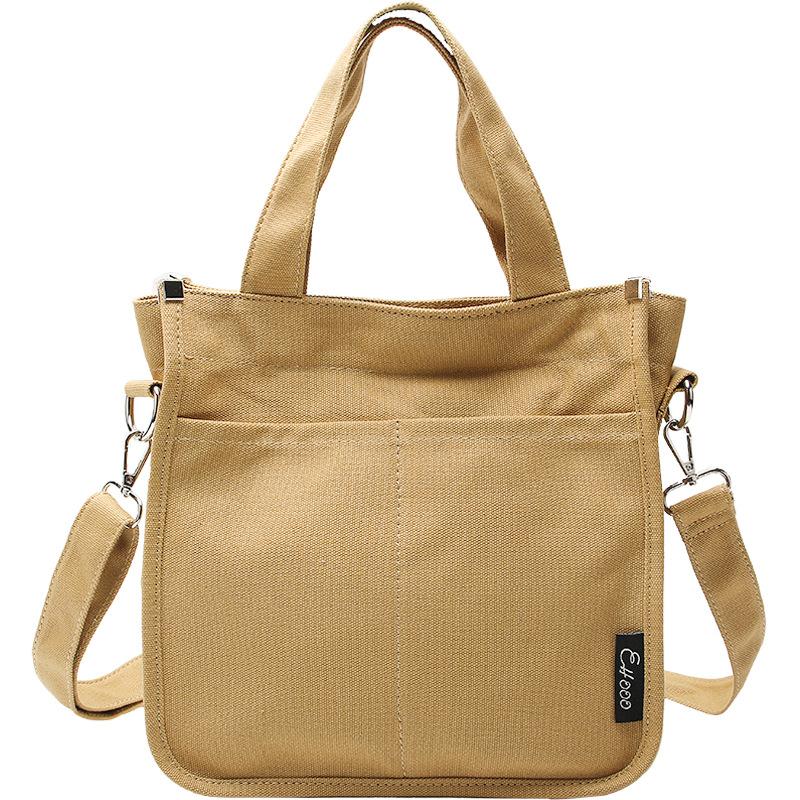 

Korean Version Solid Color Cotton Canvas Bag Handbag, New Simple and High-end Retro Versatile Forest Style Crossbody Bag жёлтый