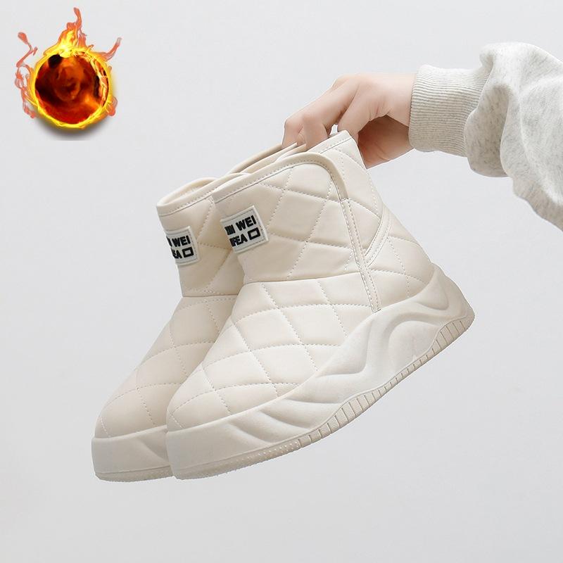 

Женские повседневные зимние ботинки на толстой платформе для снега, нескользящие полусапожки из искусственной кожи, удобные теплые ботинки на искусственном меху для женщин 35