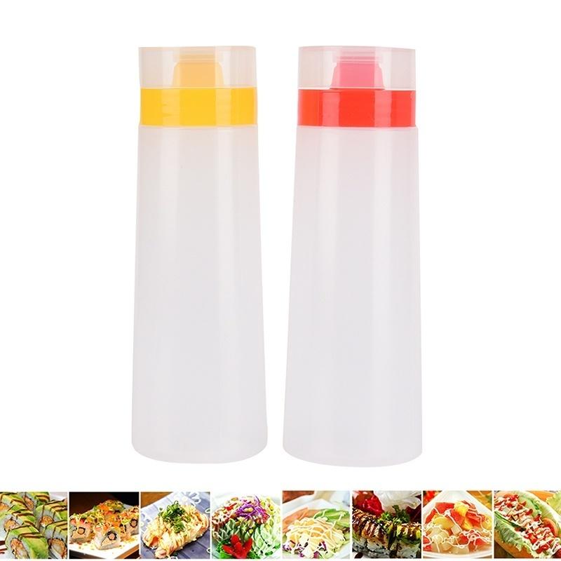 300m l4-Hole Plastic Salad Ketchup Mustard Kitchen Accessories Dressing Squeeze Bottle Condiment Di